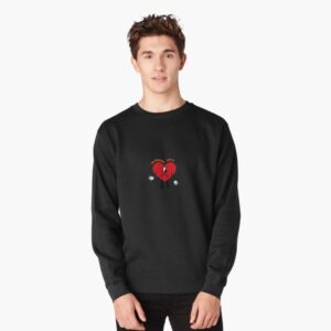 Bad Bunny Sad Heart Sticker Pullover Sweatshirt